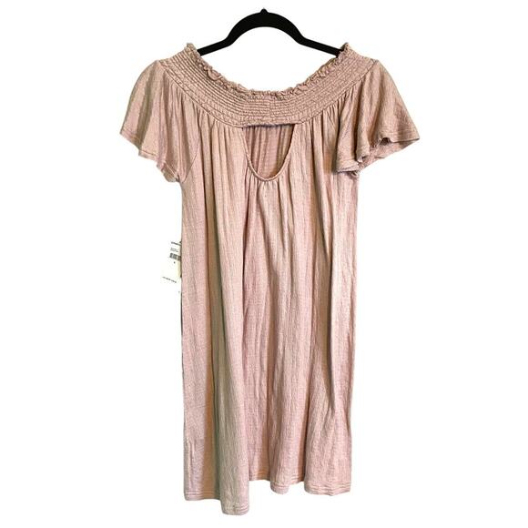 NWT O’Neill Augustina Off Shoulder Dress Light Pink Short Sleeve Size Small - Picture 6 of 6